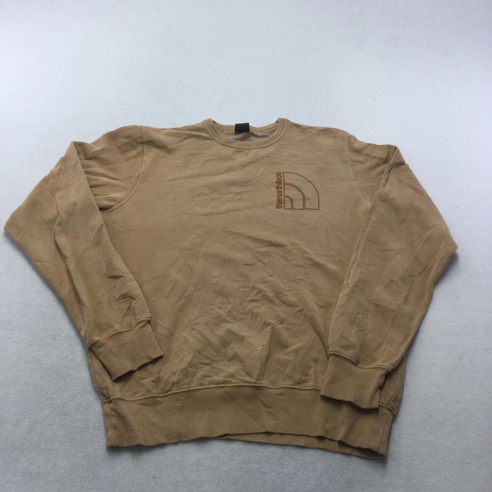 The North Face Sweatshirt Mens Medium Beige Fleece Crewneck Graphic Logo